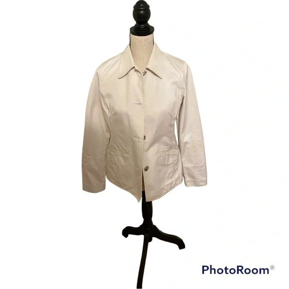 Brooks Brothers Cotton Blazer Jacket Coat Front Pockets Button Front Cream 4 - Picture 1 of 13